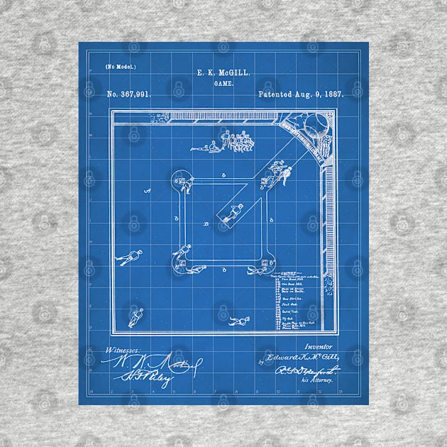 Baseball Patent - Sports Fan Softball Baseball Art - Blueprint by patentpress